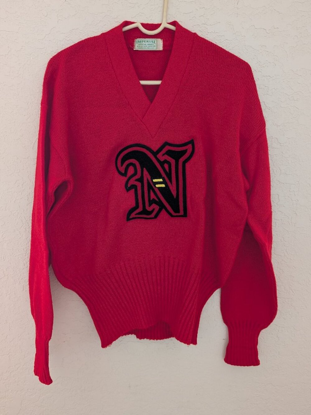 Vintage Imperial All Wool Worsted Letterman Sweater N Made in USA